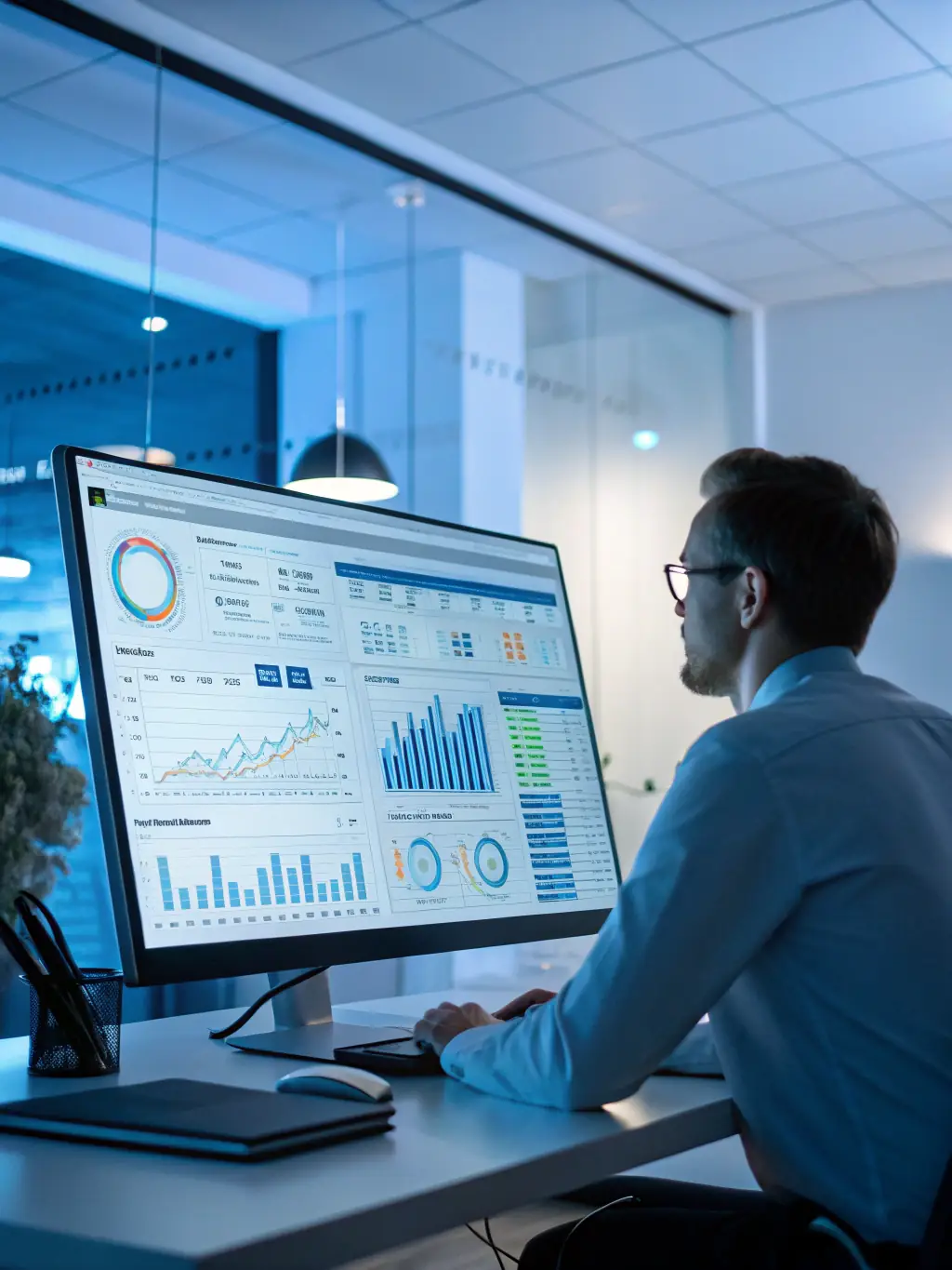 An image showing a dashboard with data points and contact lists being analyzed, representing Pixel Capture's High-Intent Data Lists service.
